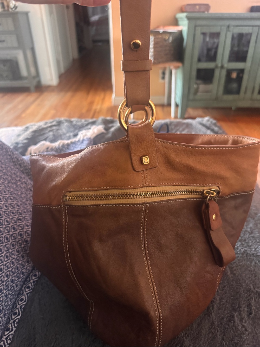 Luana Genuine Leather Hobo Shoulder Bag in Brown/Cognac - - Picture 6 of 7